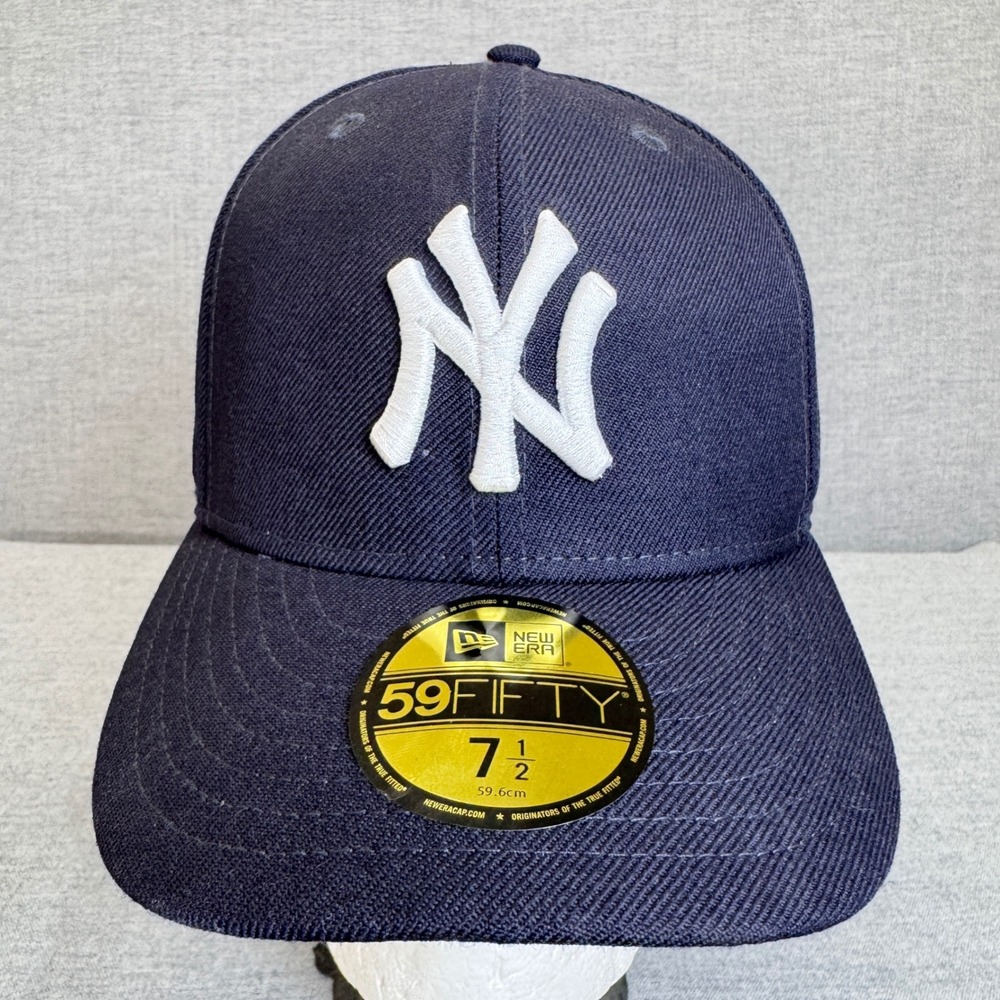 New Era 59FIFTY NY Yankees 2000 World Series Patch Fitted Hat Navy 7 1/2 Wool